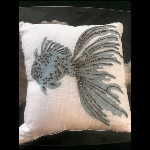 Neiman Marcus Lion Fish Studded Throw Pillow - Picture 1 of 1